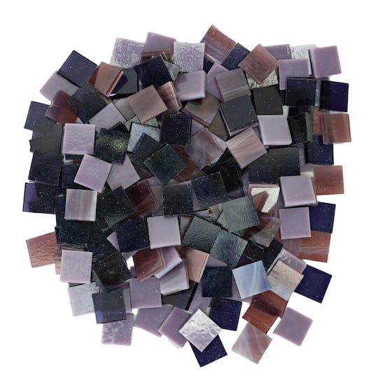 Small Purple Mosaic Stained Glass Squares, 8oz.